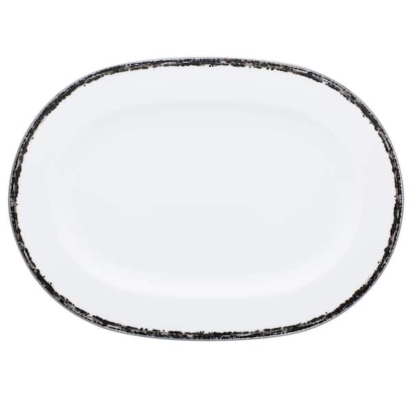 Noritake Black Rill 14 in. (Black) Porcelain Oval Platter
