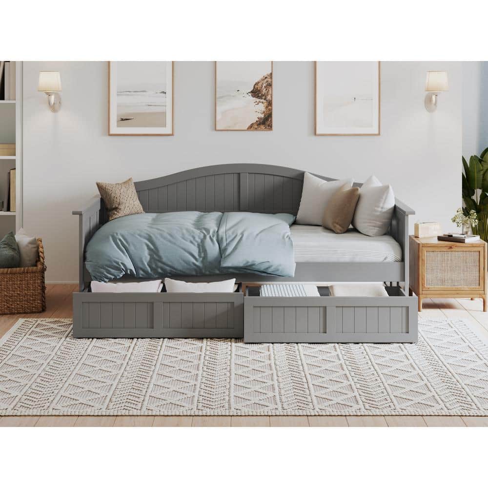 Nantucket Gray Twin Wood Daybed with Storage Drawers