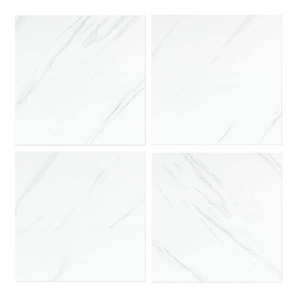 4 MIL x 12 in. W x 12 in. L Water Resistant Vinyl Plank Flooring, White Peel and Stick Flooring Tile (36 sq. ft.)