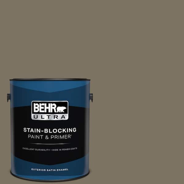 BEHR ULTRA 1 Gal. #N320-6A Ash Brown Satin Enamel Exterior Paint and Primer