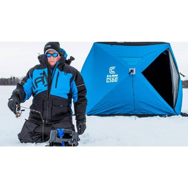 Clam Thermal 90 in. Pop Up Ice Fishing Angler Hub Shelter in Blue  CLAM-14477 - The Home Depot
