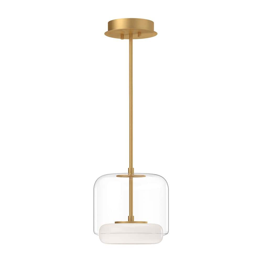 Brushed Gold Mini LED Pendant with Glass Shade
