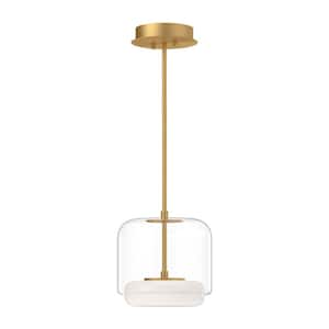 Enkel 10 in. 1 Light 29-Watt Clear/Brushed Gold Integrated LED Pendant Light