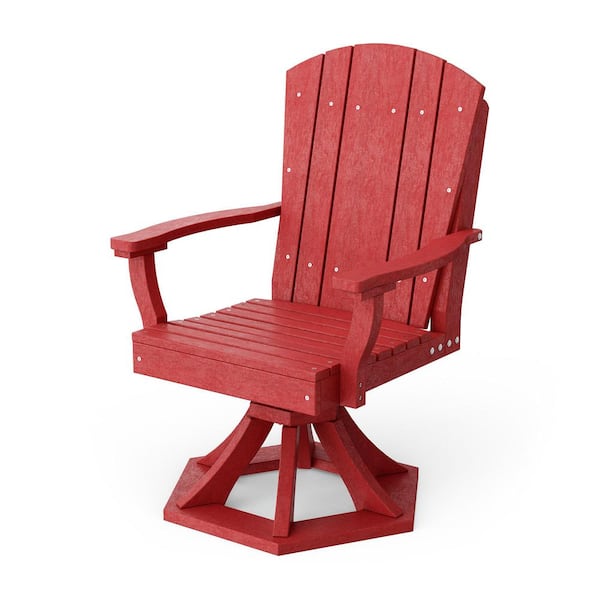 Heritage Cardinal Red HDPE Plastic Outdoor Swivel Dining Arm Chair