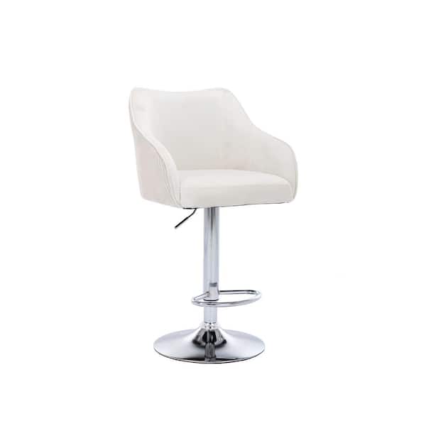 Unbranded 46.06 in. Beige Low Back Metal Frame Counter Height Bar Stool (Set of 2)