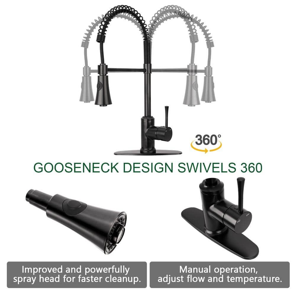 Matte Black Single Handle Pull Down Kitchen Faucet