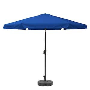 10 ft. Steel Market Round Tilting Patio Umbrella and Base in Blue