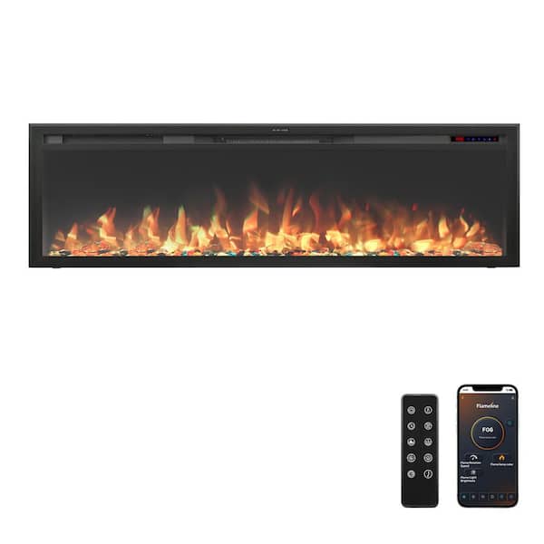 Delandgrand 74 in. Wifi Electric Fireplace Insert, Mixed Flame