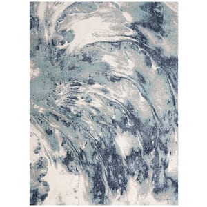 American Manor Blue/Ivory 5 ft. x 7 ft. Abstract Contemporary Area Rug