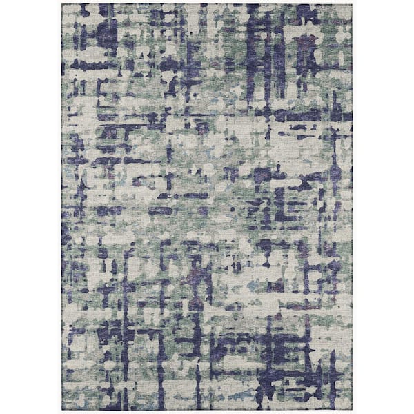 Bravado Purple 10 ft. x 14 ft. Geometric Indoor/Outdoor Washable Area Rug