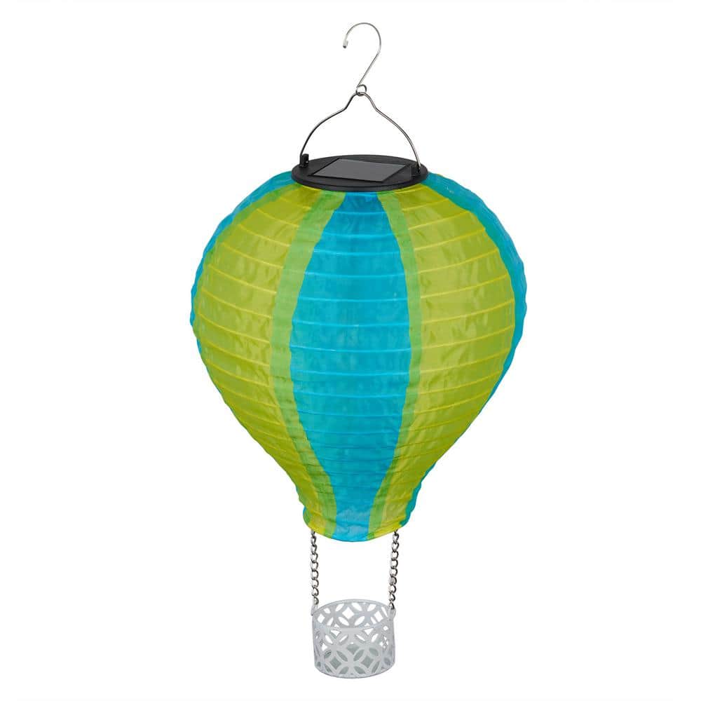 16" Solar Powered Yellow and Blue Hot Air Balloon LED Lamp