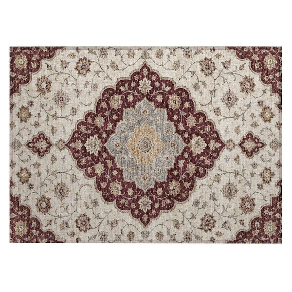 Chantille Machine Washable Indoor/Outdoor Abstract ACN3081 Burgundy 2 ft. x 3 ft. Accent Rug
