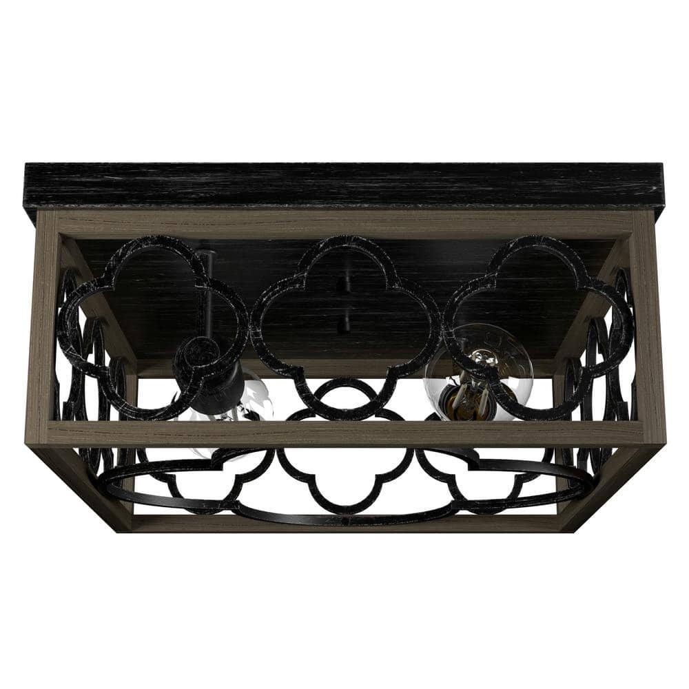 Gablecrest 14" French Oak Aluminum Flush Mount Light