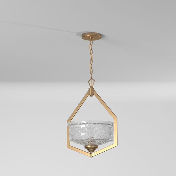 Designers Fountain Drake 60-Watt 1-Light Brushed Gold Pendant with