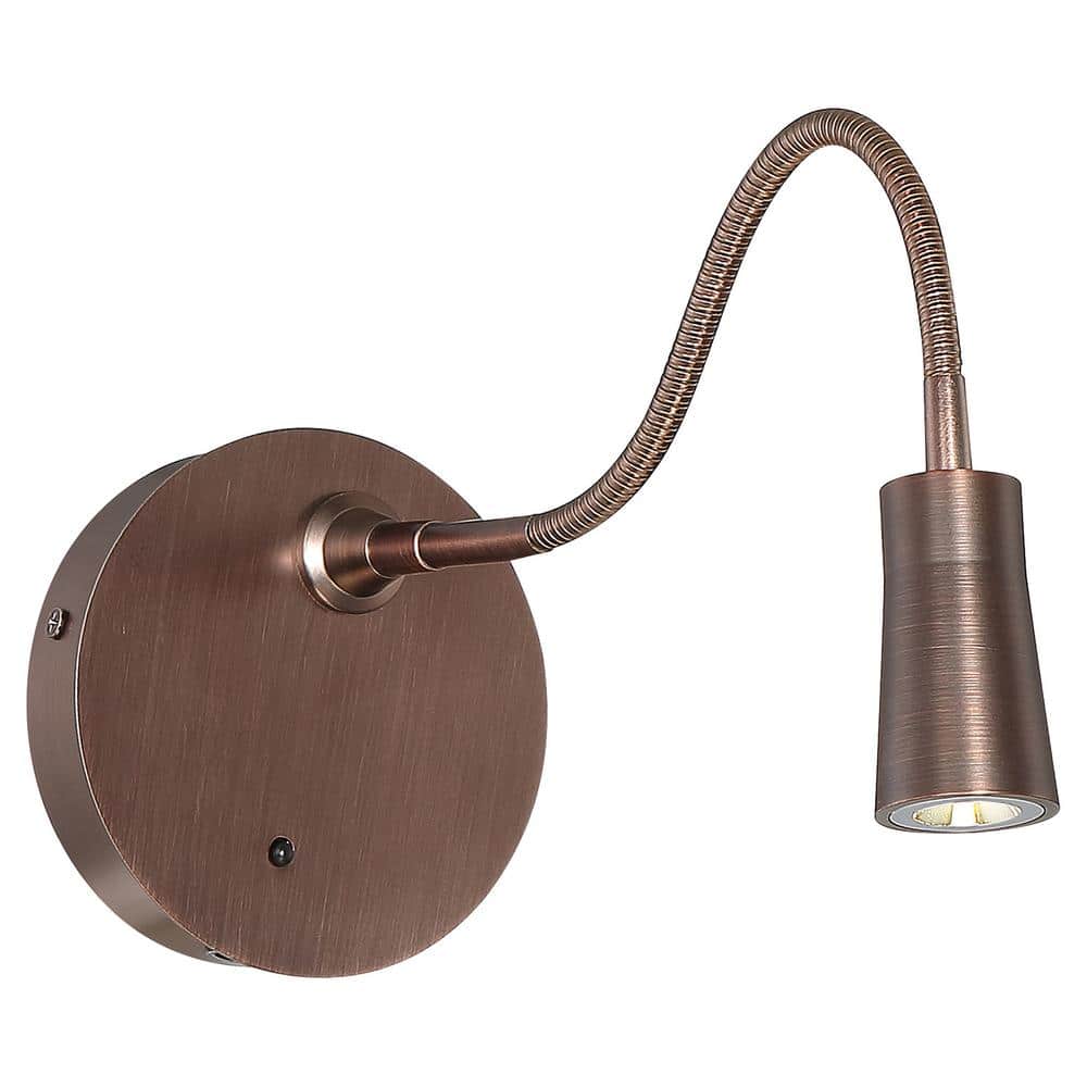 Epiphanie 16 in. 1-Light Bronze Gooseneck Wall Lamp