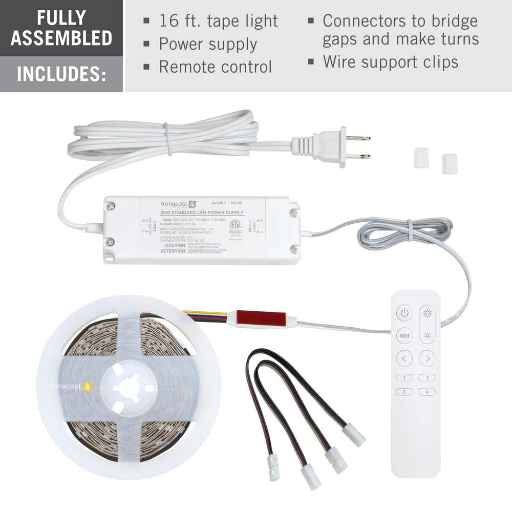 16 ft Multicolor LED Strip Light Kit with Remote