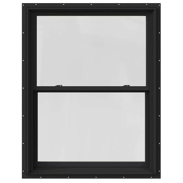 JELD-WEN 37.375 in. x 48 in. W-2500 Series Bronze Painted Clad Wood Double Hung Window w/ Natural Interior and Screen
