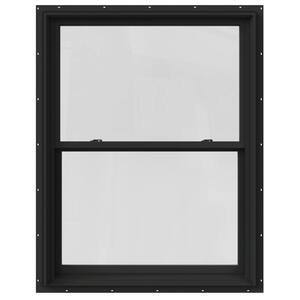 37.375 in. x 48 in. W-2500 Series Bronze Painted Clad Wood Double Hung Window w/ Natural Interior and Screen