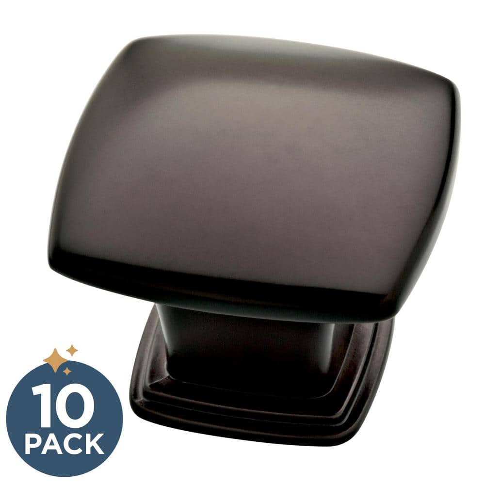 10-Pack Soft Square 1-1/5 in. (30 mm) Classic Deep Bronze Cabinet Knobs