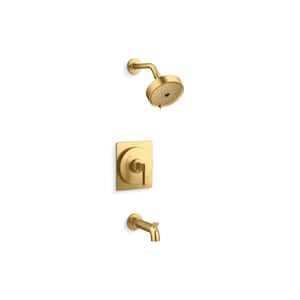 Castia By Studio McGee Rite-Temp Bath And Shower Trim Kit 1.75 GPM in Vibrant Brushed Moderne Brass