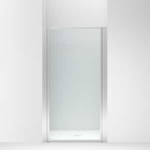 34.2 in. W x 65 in. H Pivot Framed Shower Door in Silver with 1/8" Rain