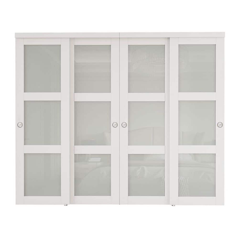 96 in. x 80 in. 3 Lites Frosted Glass MDF Closet Sliding Door with Hardware Kit price history on PriceWatchPro