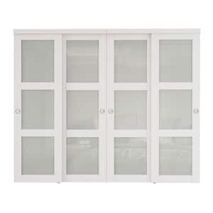 EH PUERTA 48 in. x 80 in. 3-Lites Tempered Frosted Glass MDF Closet ...