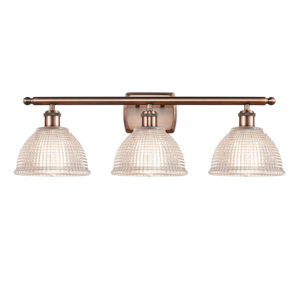 Arietta 26 in. 3-Light Antique Copper Vanity Light with Glass Shade price history on PriceWatchPro