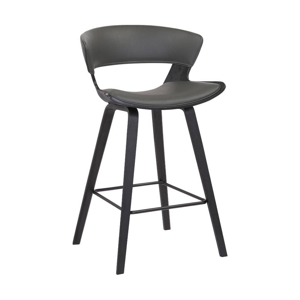Jagger Modern 26 in. Wood and Gray Faux Leather Counter Height Bar Stool