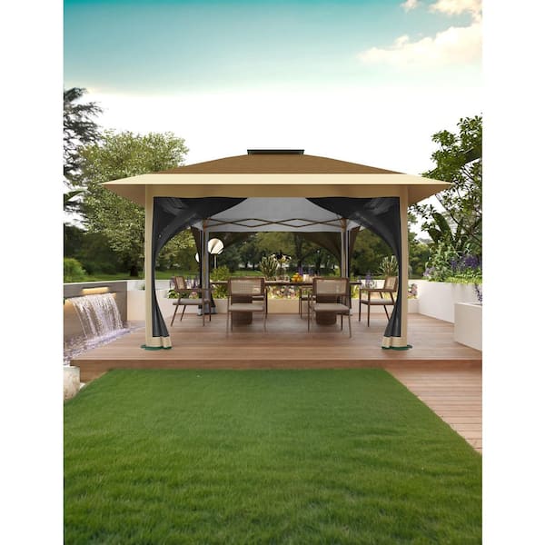 Unbranded - Pop Up Gazebo 12 ft. x 12 ft. Outdoor Canopy Shelter with Mosquito Netting 4-Stanbags Instant Gazebo Tent for Lawn