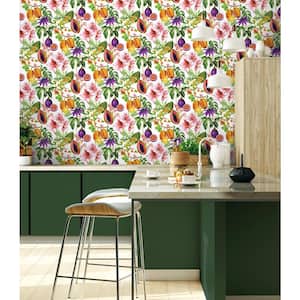 60.75 sq. ft. Multicolored Island Fruits Nonwoven Paper Unpasted Wallpaper Roll