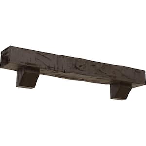 8 in. x 8 in. x 6 ft. Hand Hewn Faux Wood Fireplace Mantel Kit, Ashford Corbels, Natural Honey Dew