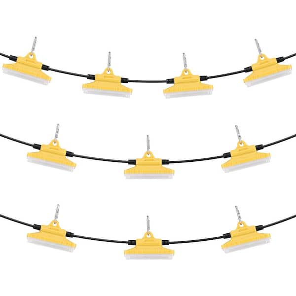 100 ft. Construction String Lights, 150 W 15000LM, 10PCs, 5000-5500K, IP65 Waterproof, Hanging Hooks, Construction Site