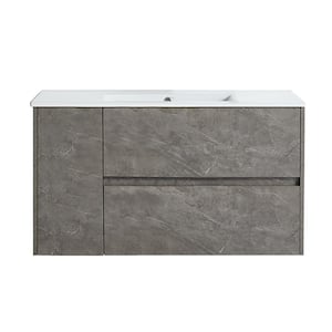40 in. W x 18 in. D x 22 in. H Bath Vanity in Grey Marble Grain with White Vanity Top with White Basin