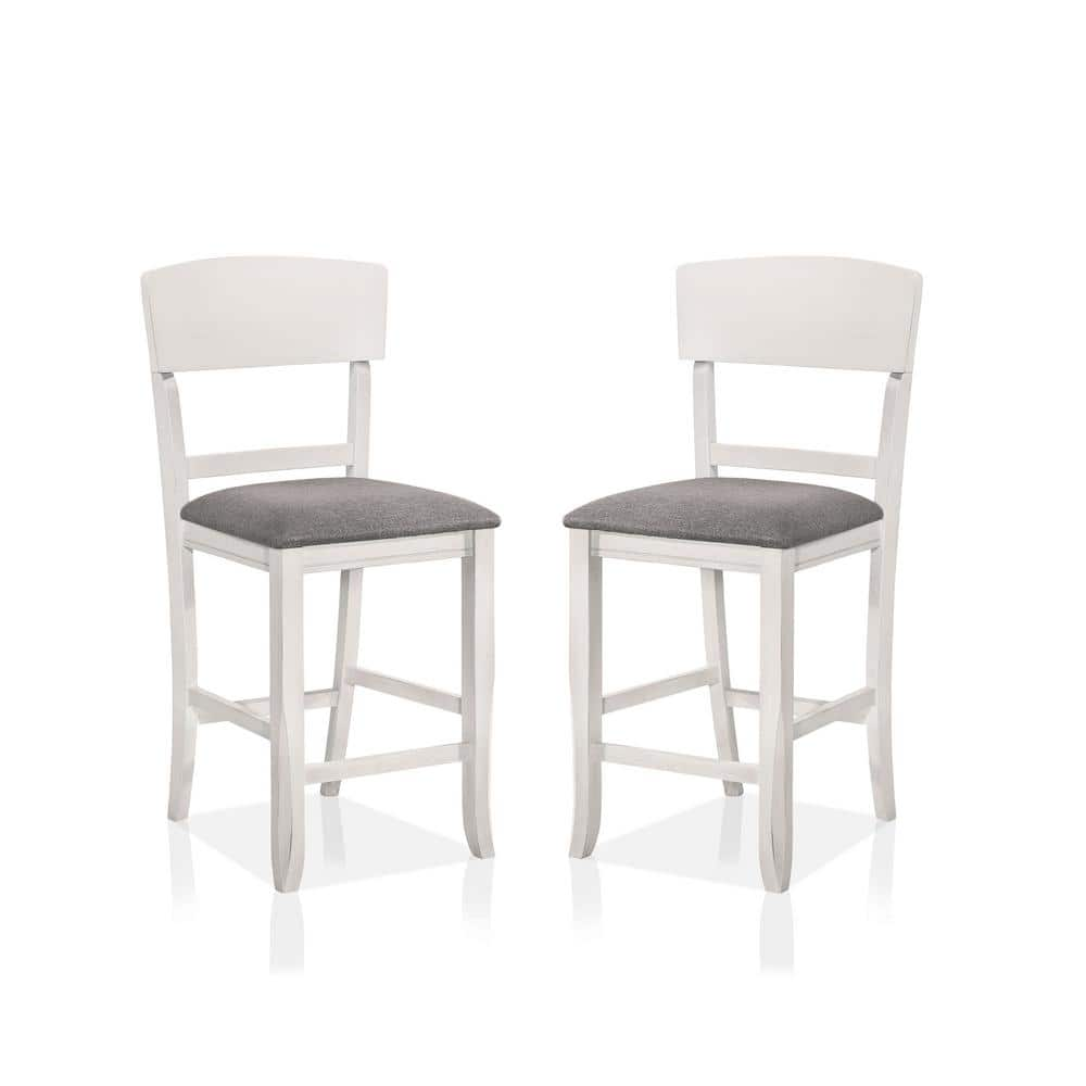 Summerland 40 in. White and Light Gray Counter Height Chairs (Set of 2) -  Furniture of America, IDF-3733WG-PC