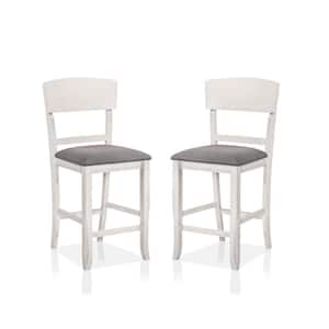 Summerland 40 in. White and Light Gray Counter Height Chairs (Set of 2)