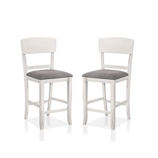 Furniture of America Summerland White and Light Gray Counter Height Chairs (Set of 2)