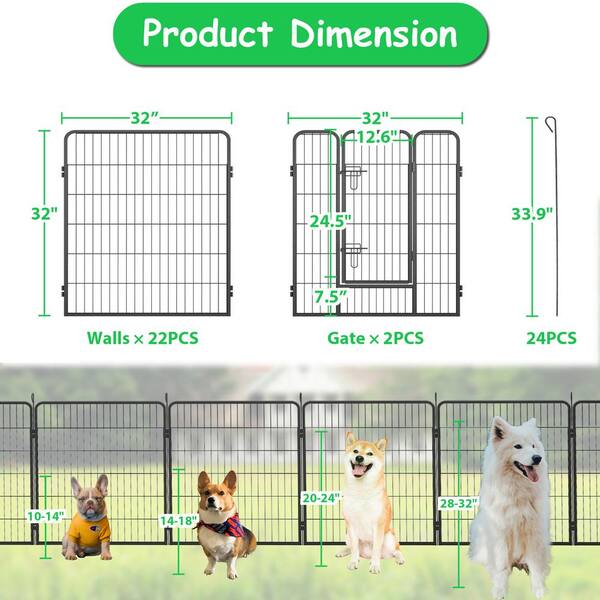  Dog Fence 16 Panels 32 H Pet Playpen Metal Outdoor