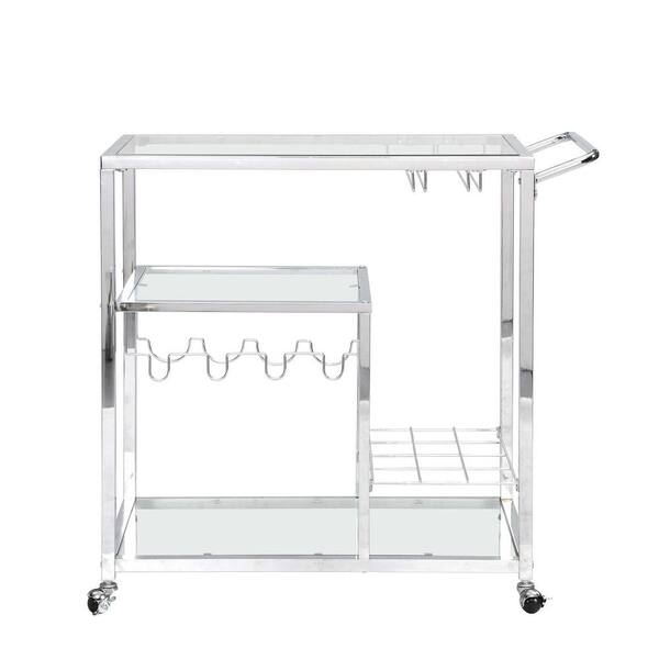 Whatseaso Contemporary Chrome Kitchen Cart LNNK110501825 The Home Depot