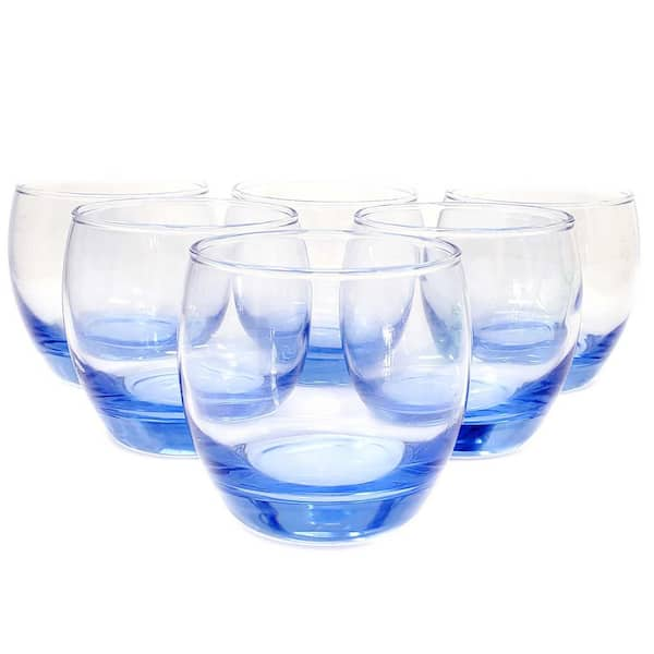 LavoHome Modern Classic 6-Piece Cobalt Blue Stemless Glasses Set for Wine Whiskey