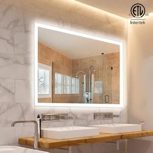 55 in. W x 36 in. H Rectangular Frameless LED Light with 3-Color and Anti-Fog Wall Mounted Bathroom Vanity Mirror