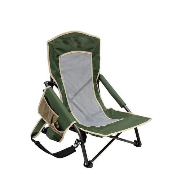 Green Steel Portable Folding Camping Chair for Outdoor, Beach, Lawn, Camp and Picnic