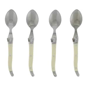 Laguiole Faux Ivory and Silver Color Coffee Spoons (Set of 4)