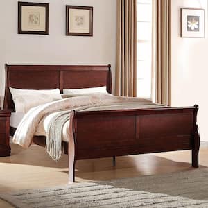 Louis Philippe Brown Cherry Wood Frame Twin Platform Bed