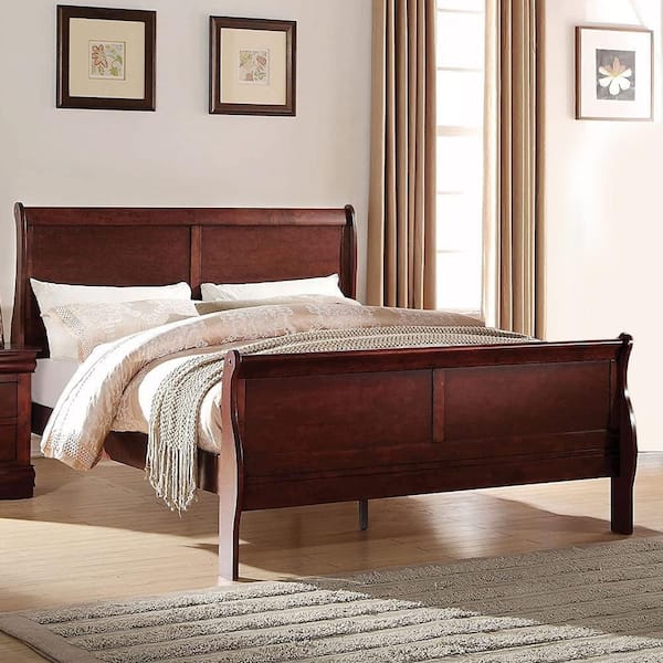 Acme Furniture Louis Philippe Brown Cherry Wood Frame Twin Platform Bed