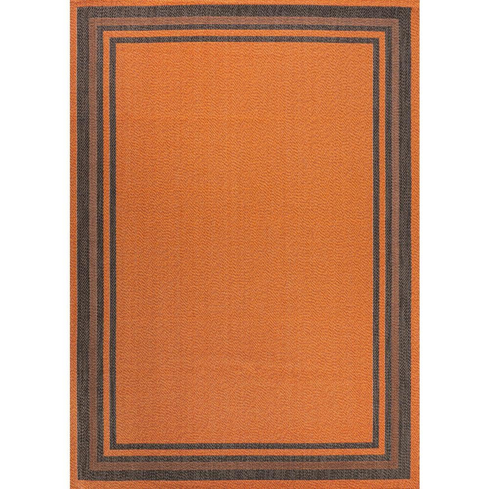 Modern Stripe Border Terracotta/Dark Gray 3' x 5' Indoor/Outdoor Rug