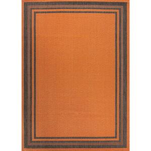 James Modern Orange/Dark Gray 5 ft. x 8 ft. Border Stripe Indoor/Outdoor Area Rug