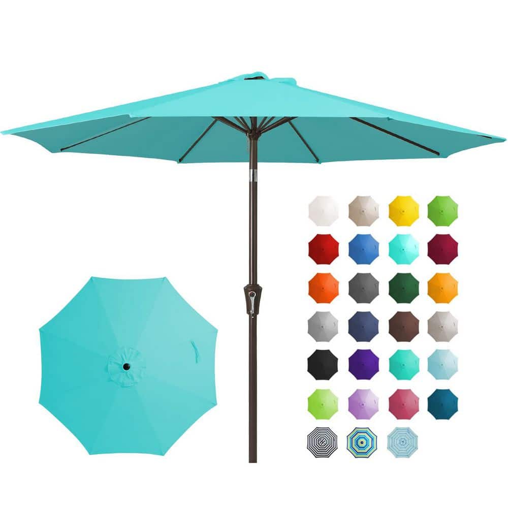 9 ft. Alloy Steel Pole Tilt Market Patio Umbrella in Blue, Water Resistant with Double Vented Canopy for Garden, Pool price history on PriceWatchPro