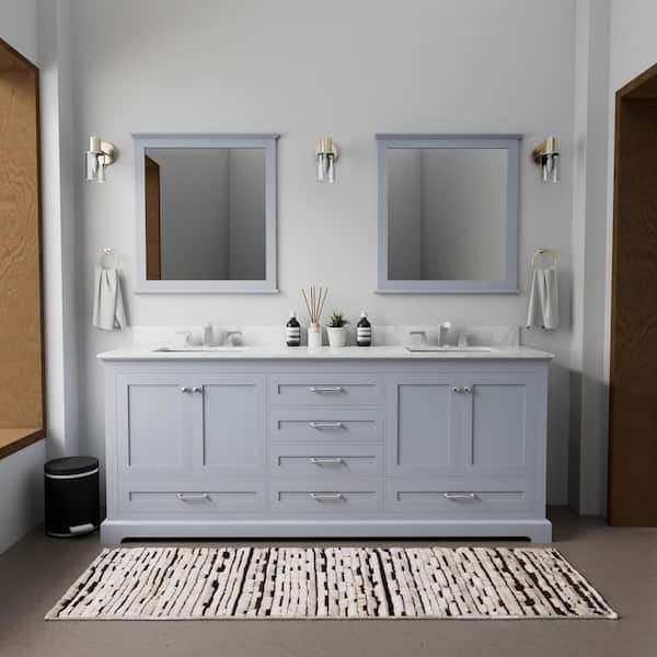 Lexora Dukes 80-in Dark Grey Bathroom Vanity Cabinet (Mirror Included) Lexora Dukes 80-in Dark Grey Bathroom Vanity Cabinet (Mirror Included)