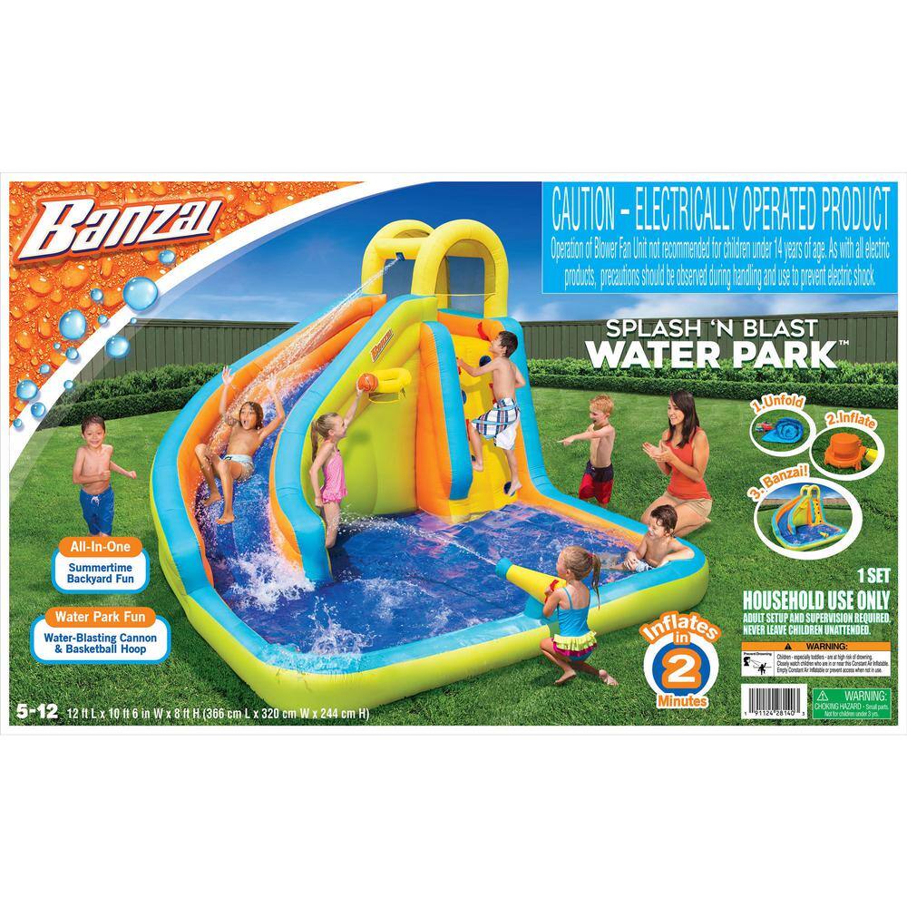 Multicolor Inflatable Water Slide with Climbing Wall and Cannon